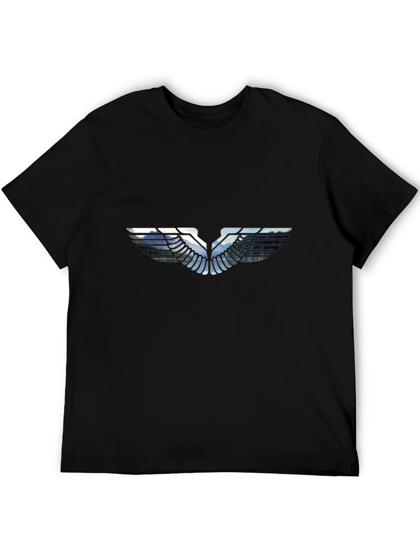 Black T-Shirt with Graphic Wing Design