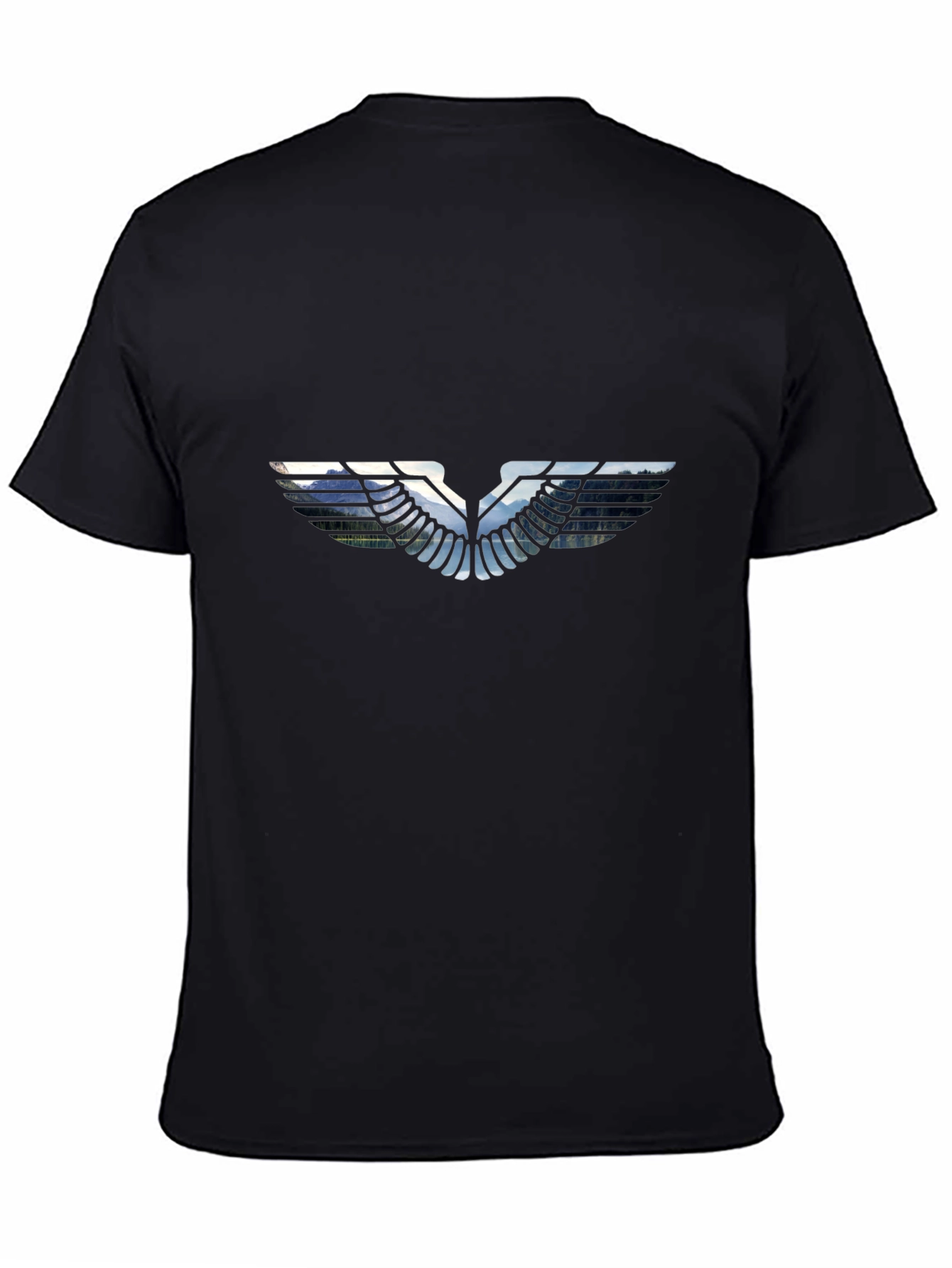 Black T-Shirt with Graphic Wing Design