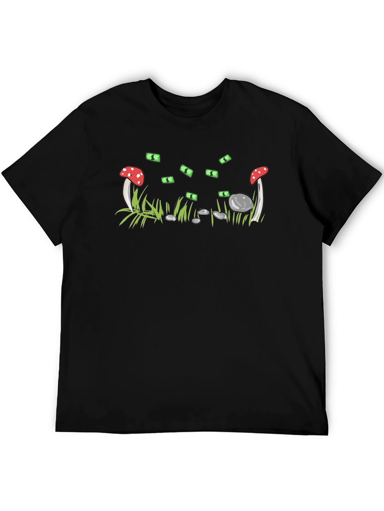 Mushroom & Money Graphic Black T-Shirt