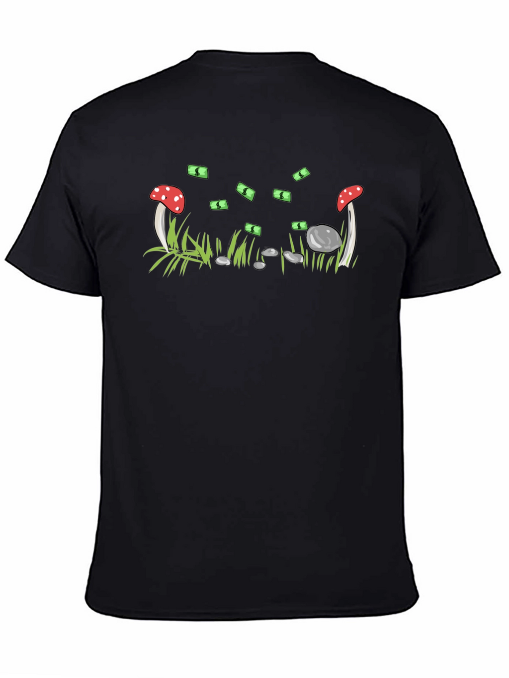 Mushroom & Money Graphic Black T-Shirt