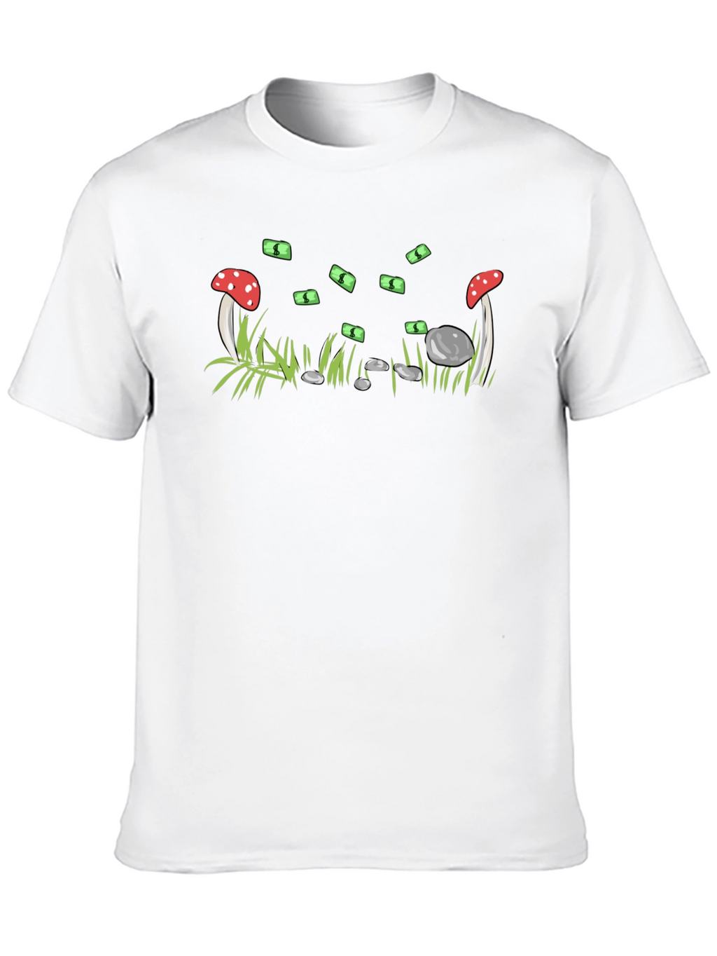 Mushroom & Money Graphic Black T-Shirt
