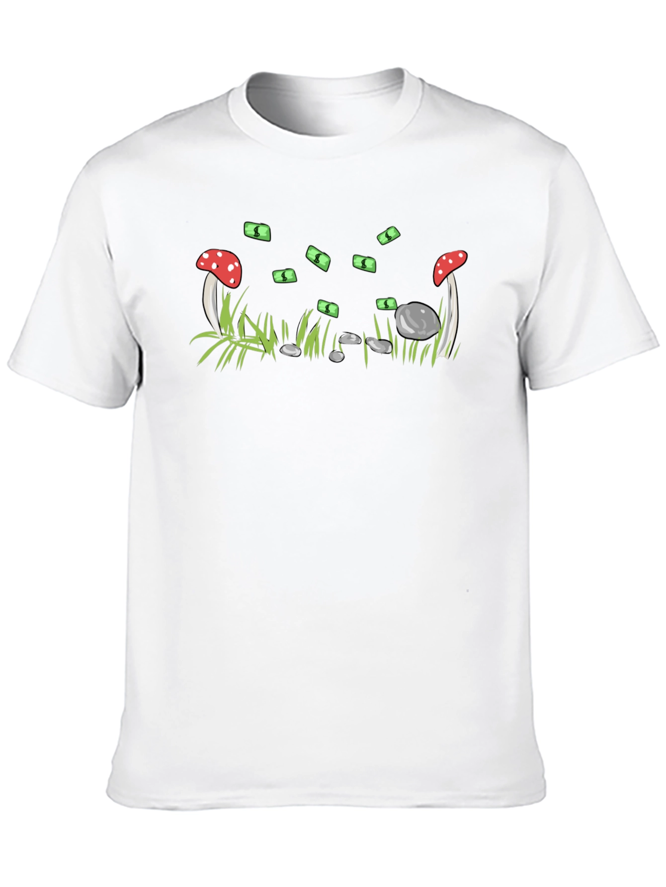 Mushroom & Money Graphic Black T-Shirt