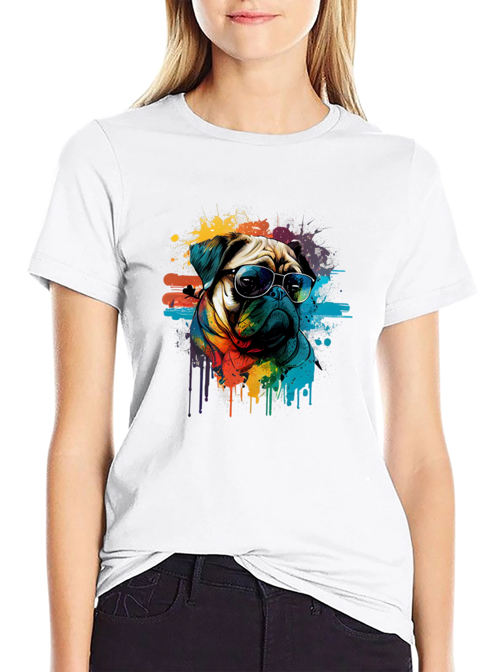 Pug Art Mens Graphic T-Shirt