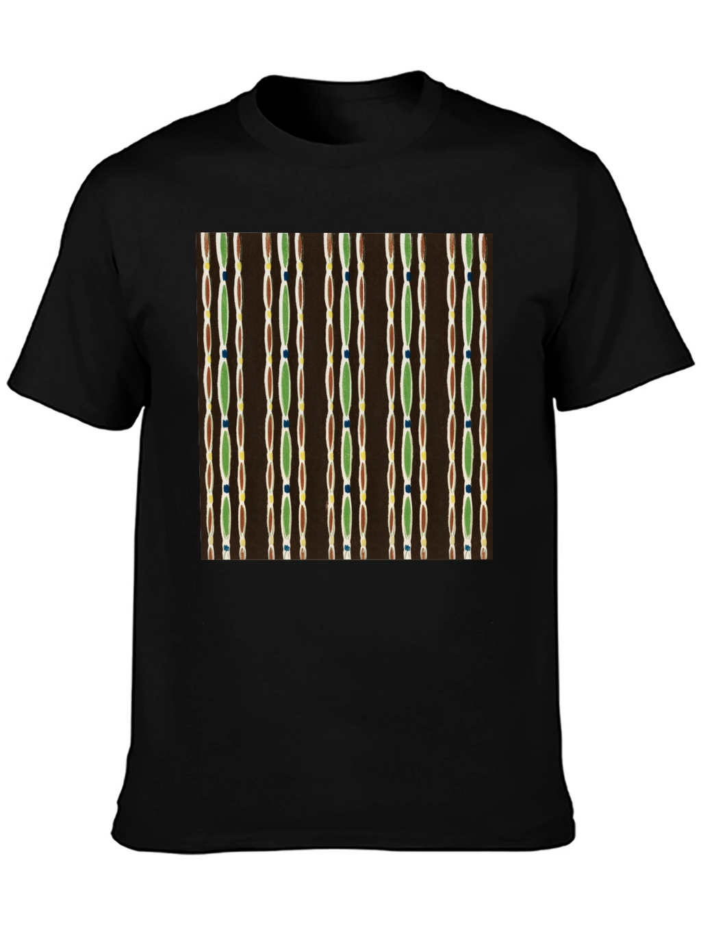 Retro Pattern Black Cotton Tee