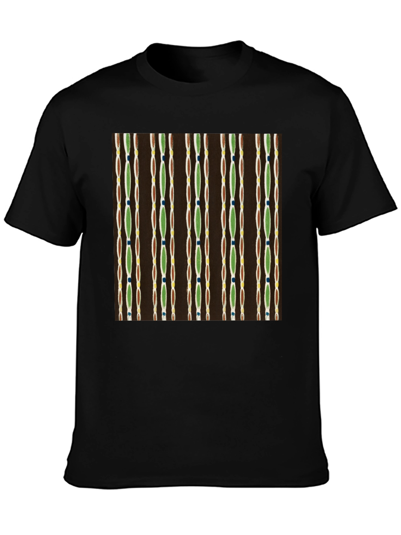 Retro Pattern Black Cotton Tee