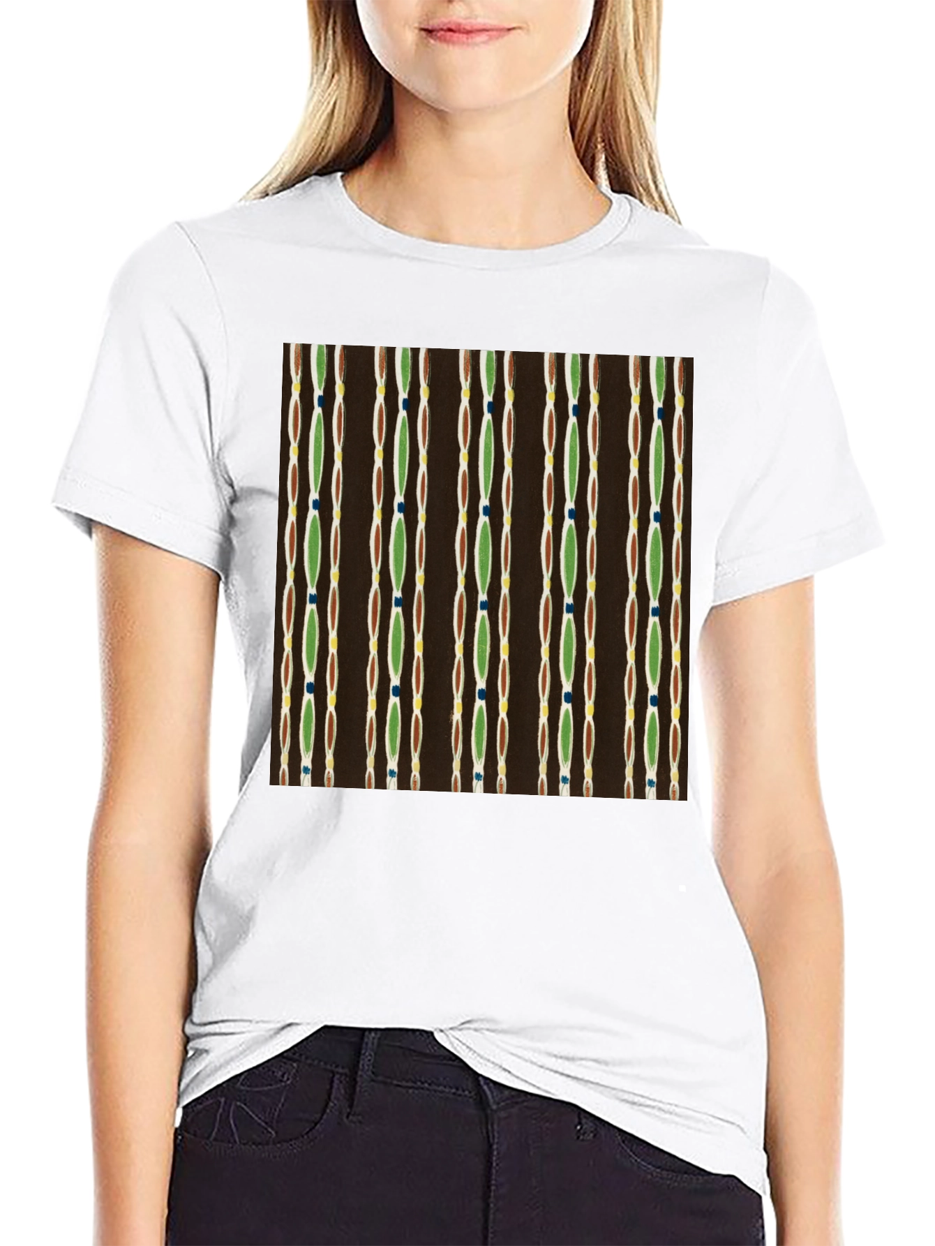 Retro Pattern Black Cotton Tee