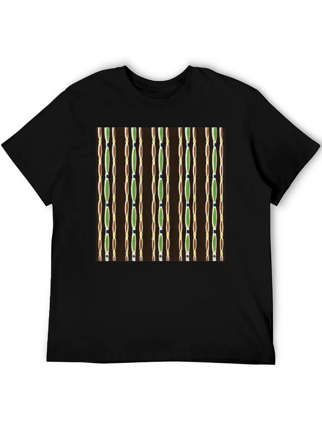 Retro Pattern Black Cotton Tee