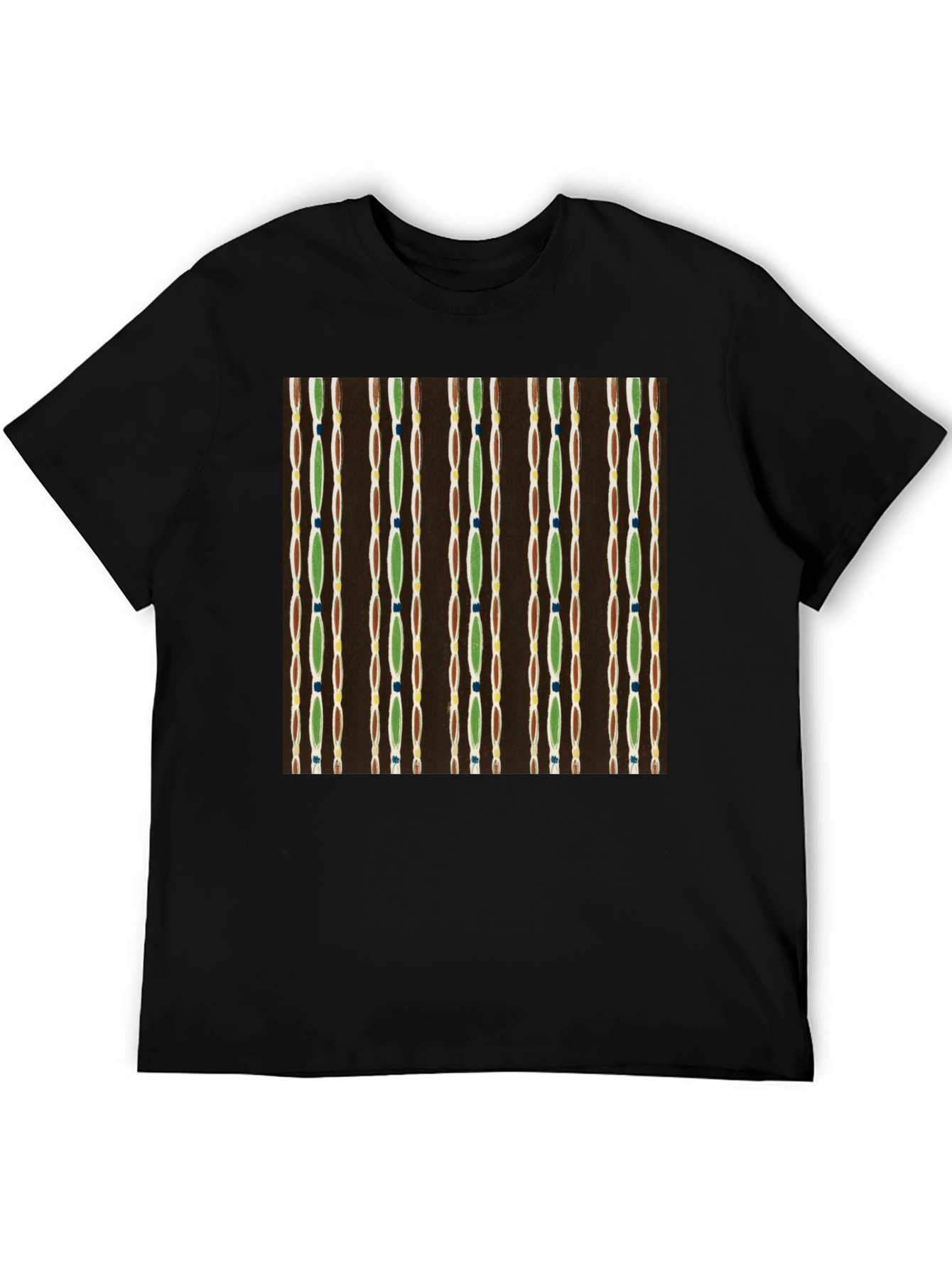 Retro Pattern Black Cotton Tee