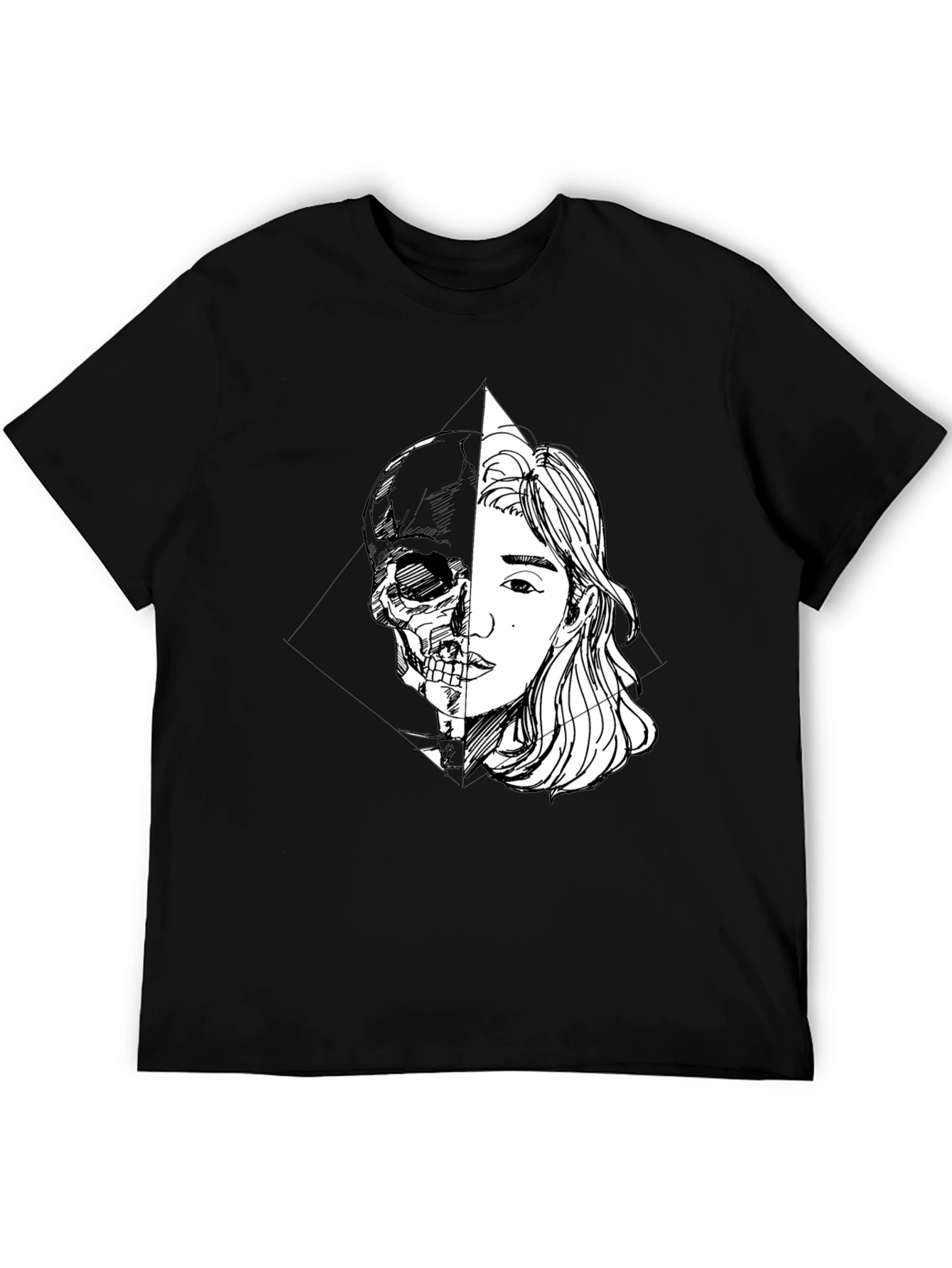 Half Skull Girl Graphic Tee - Edgy Unisex T-Shirt