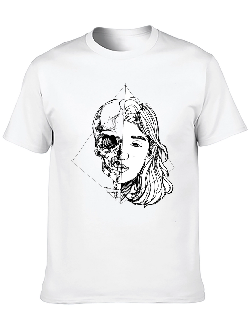 Half Skull Girl Graphic Tee - Edgy Unisex T-Shirt