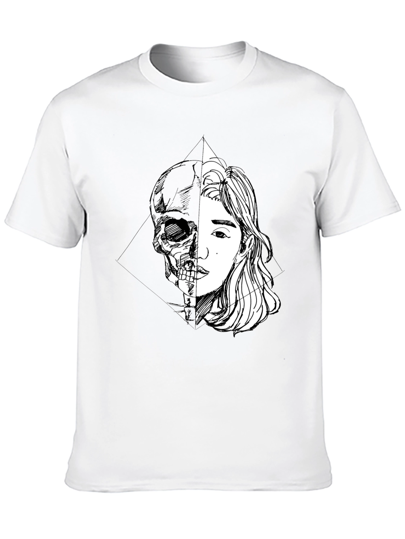 Half Skull Girl Graphic Tee - Edgy Unisex T-Shirt