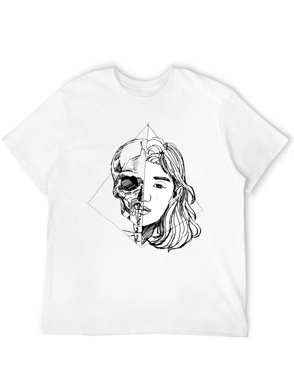 Half Skull Girl Graphic Tee - Edgy Unisex T-Shirt