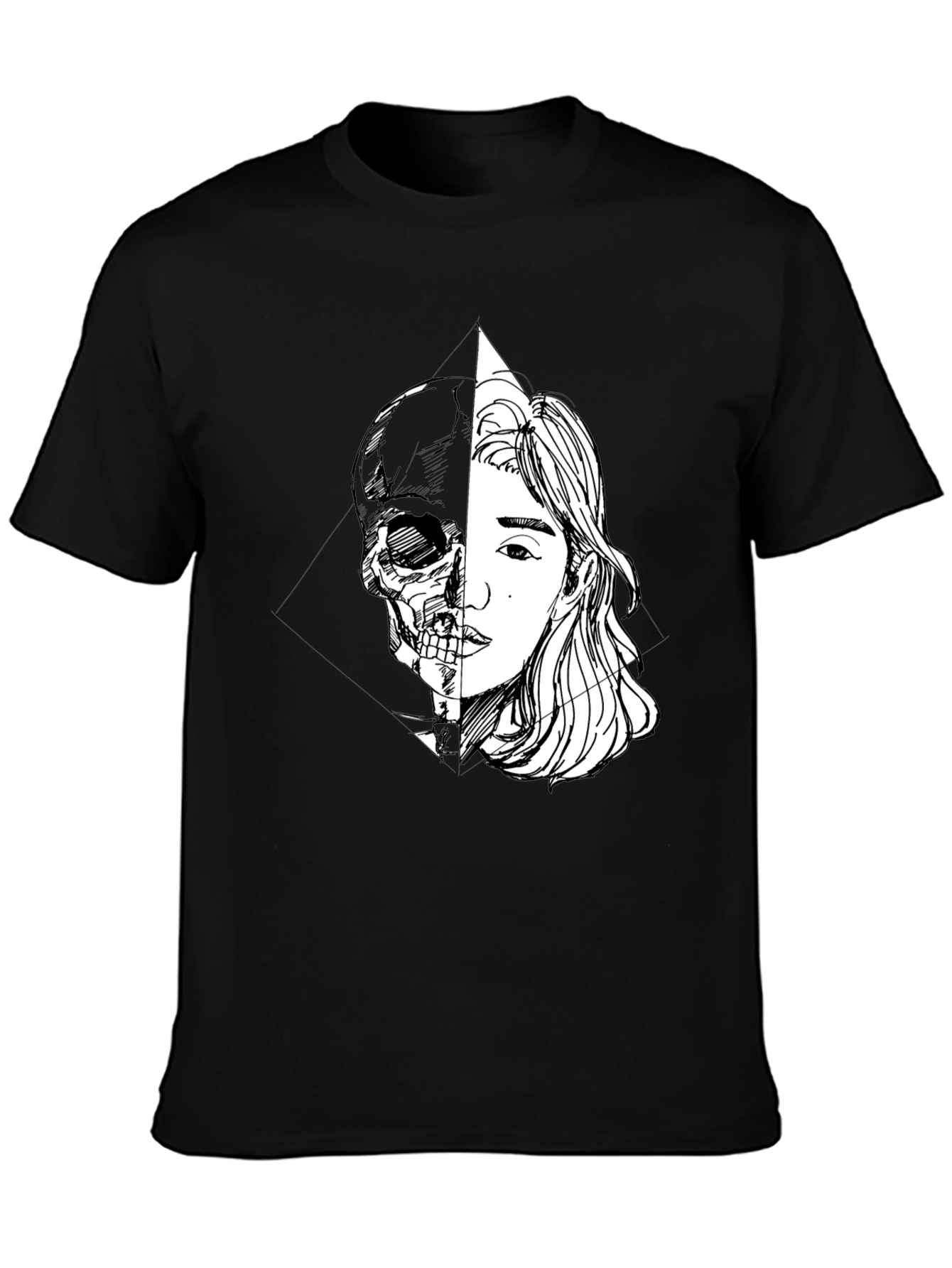 Half Skull Girl Graphic Tee - Edgy Unisex T-Shirt