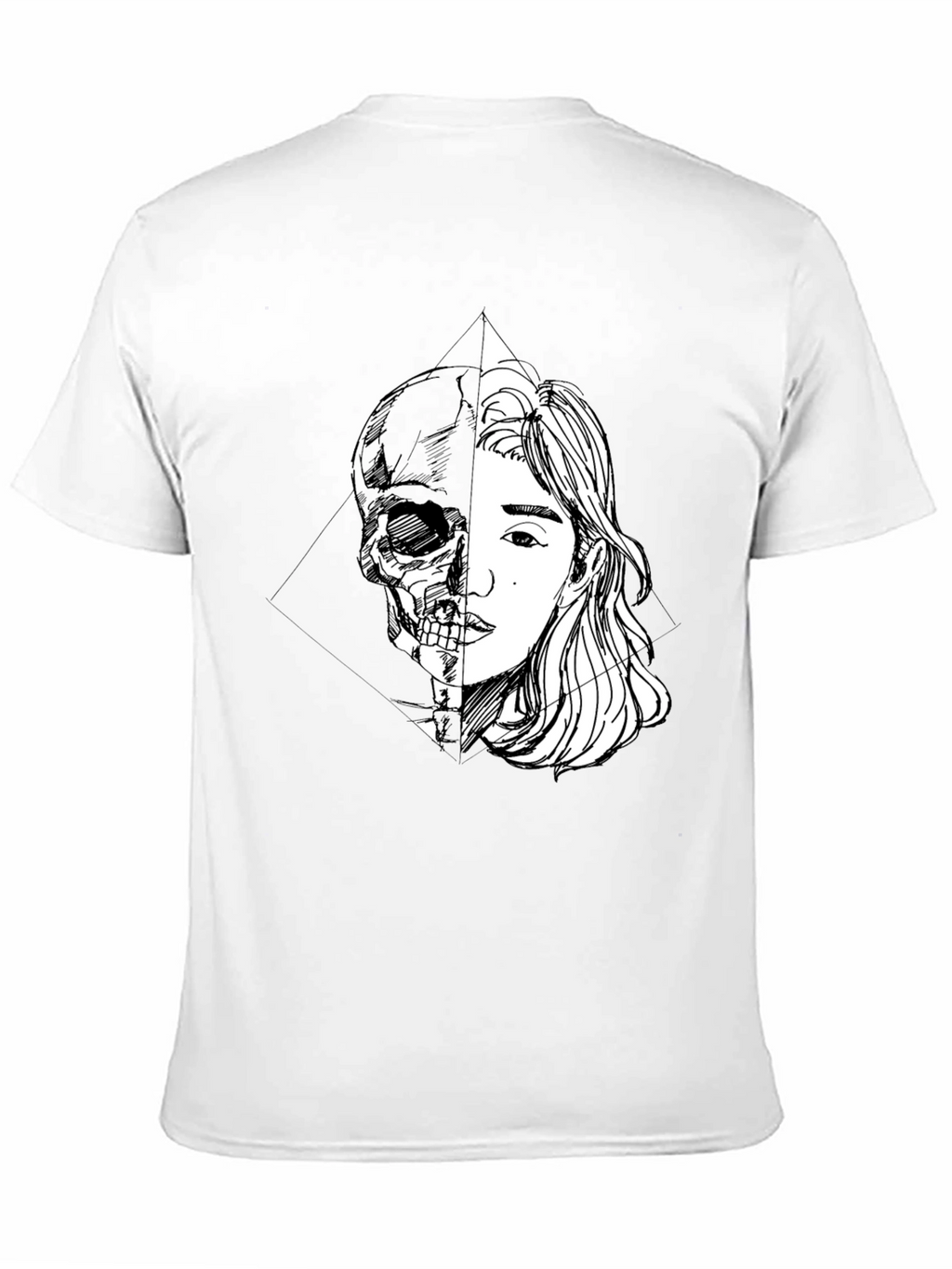 Half Skull Girl Graphic Tee - Edgy Unisex T-Shirt