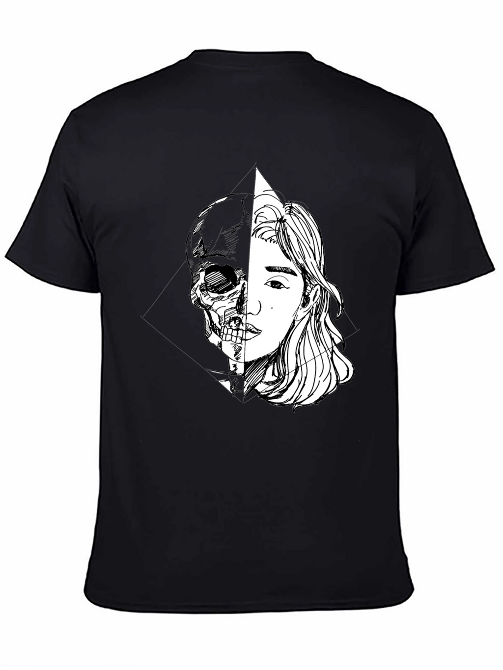 Half Skull Girl Graphic Tee - Edgy Unisex T-Shirt