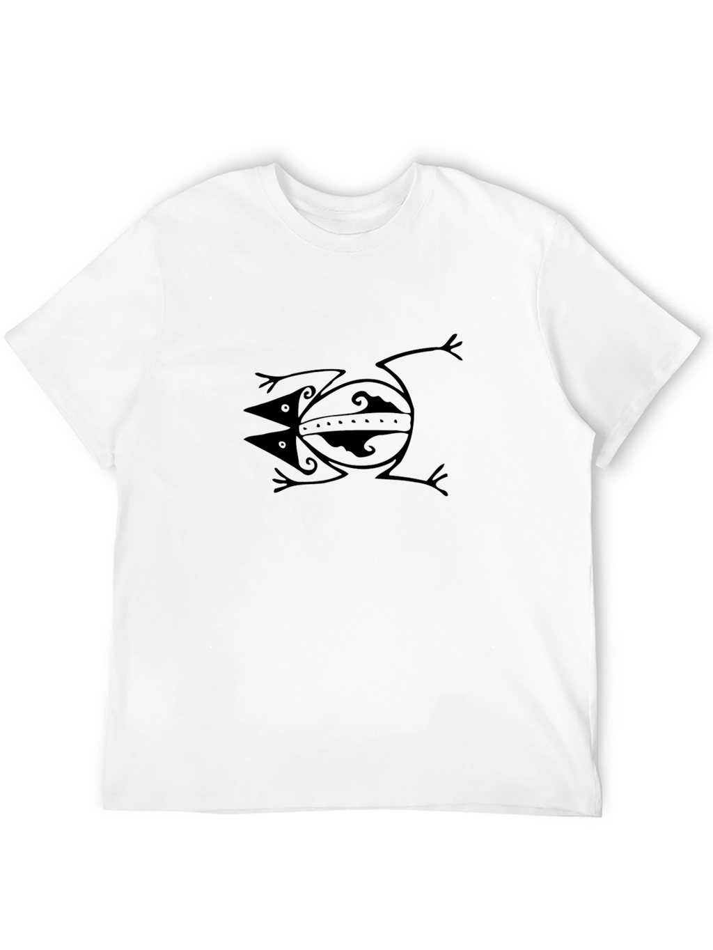 Stylish Black Graphic Tee - Tribal Frog Design