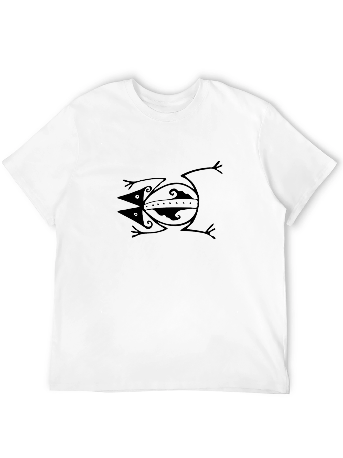 Stylish Black Graphic Tee - Tribal Frog Design
