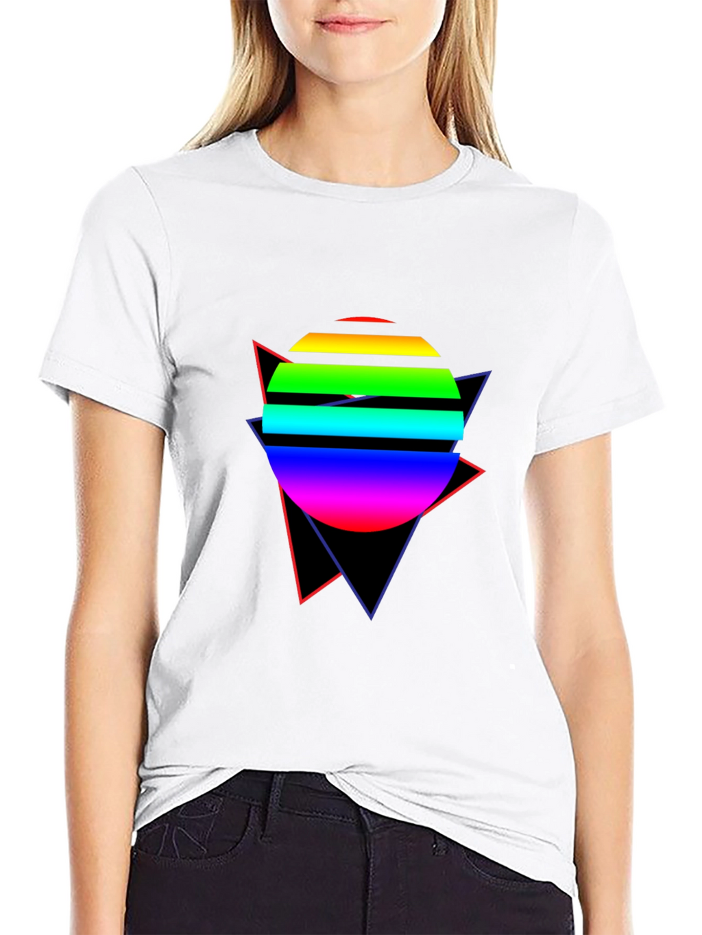 Retro Rainbow Circle T-Shirt - 80s Design
