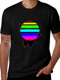 Retro Rainbow Circle T-Shirt - 80s Design