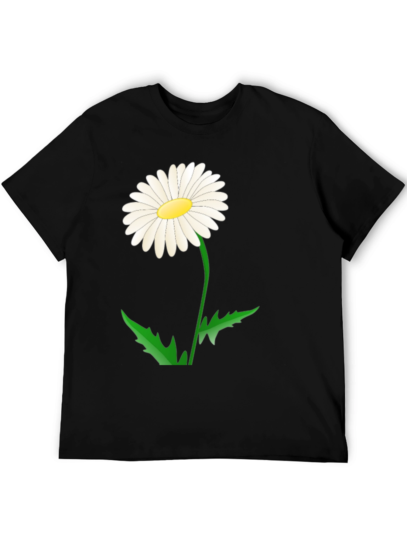 Daisy Flower Graphic Tee - Black Cotton Blend