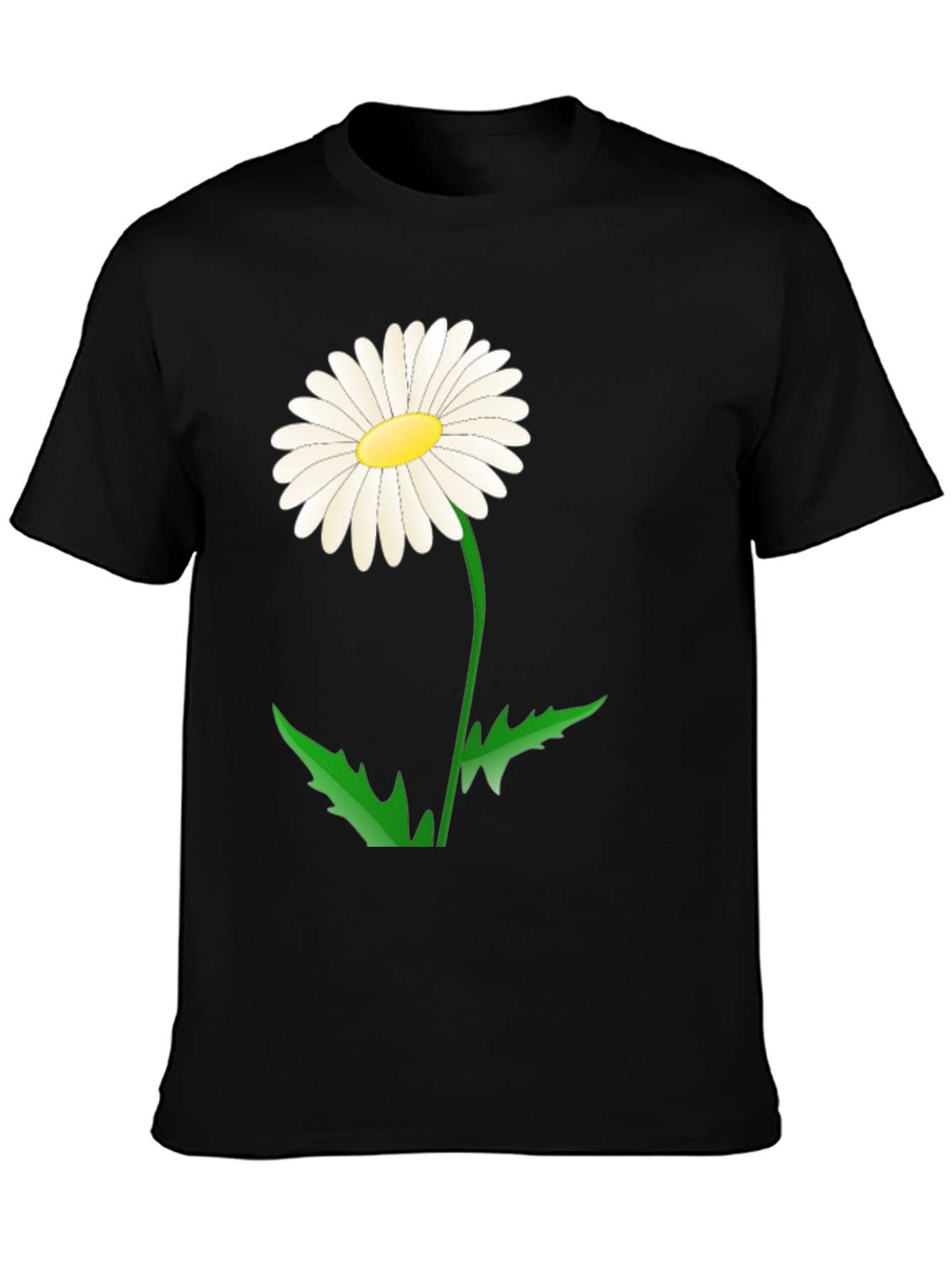 Daisy Flower Graphic Tee - Black Cotton Blend