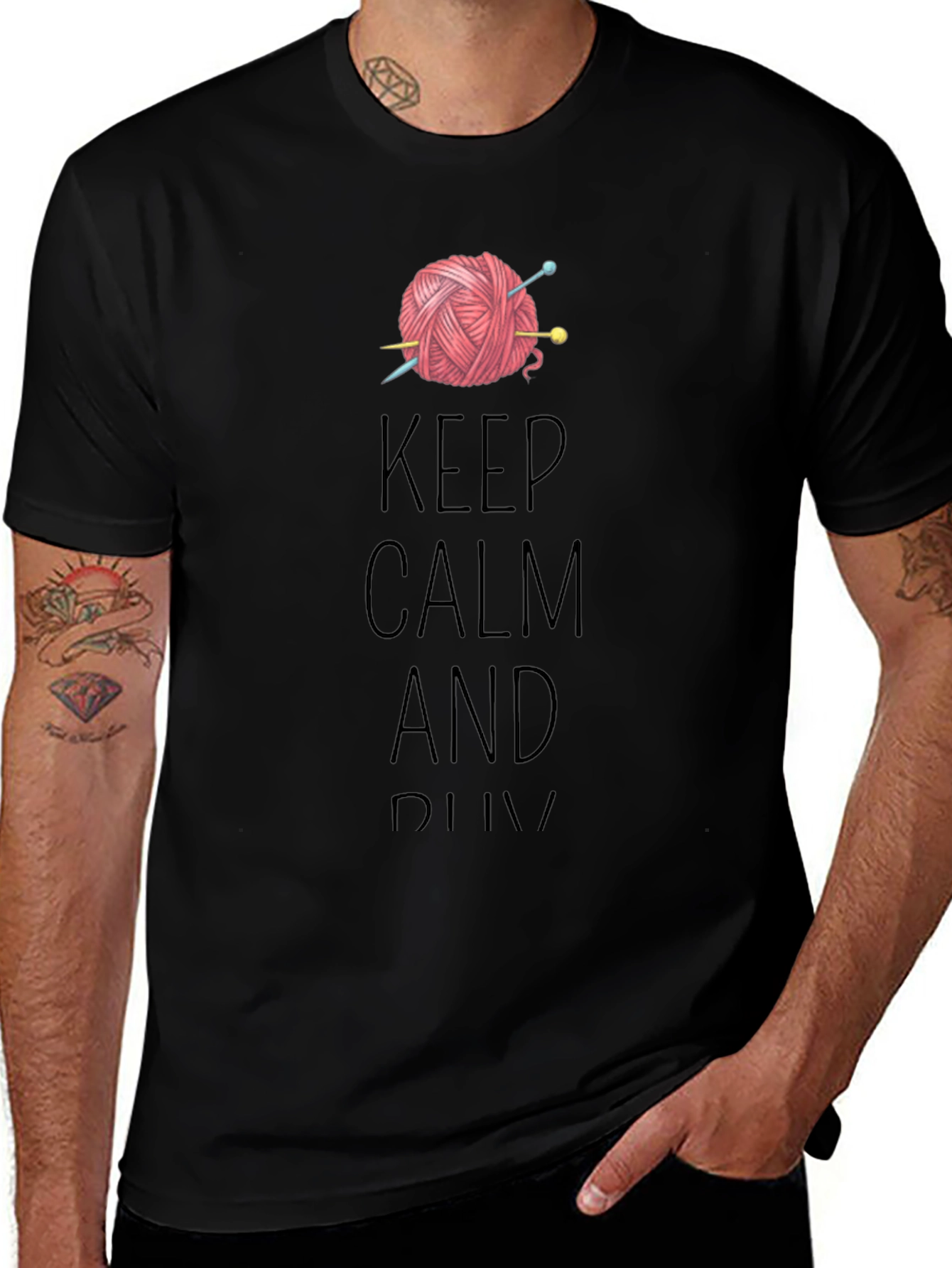 Keep Calm & Knit T-Shirt - Yarn & Needles Graphic Tee