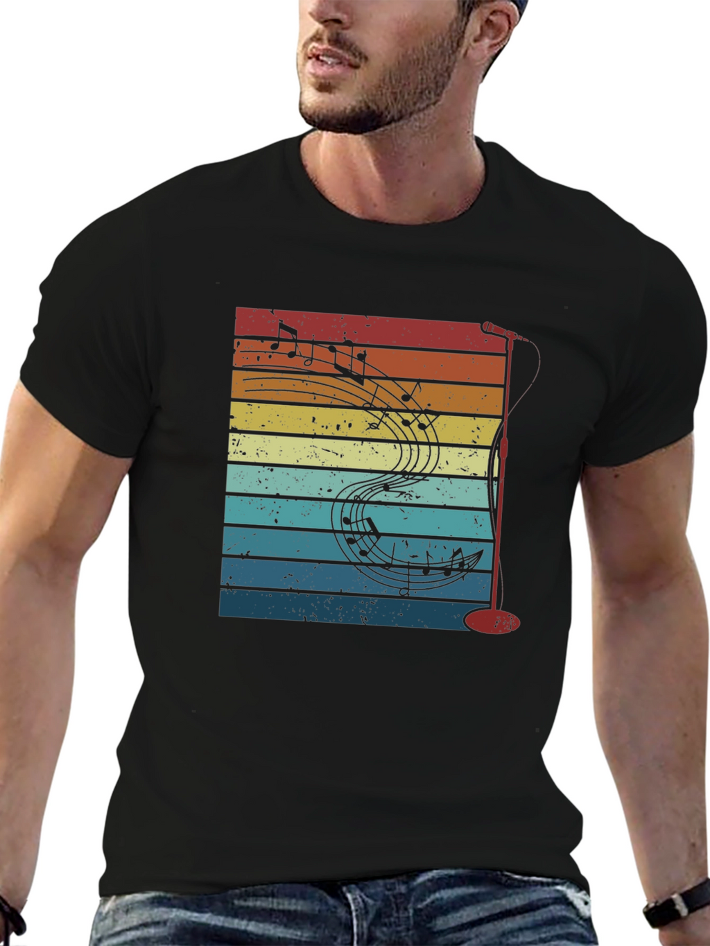 Retro Music Notes Graphic Tee
