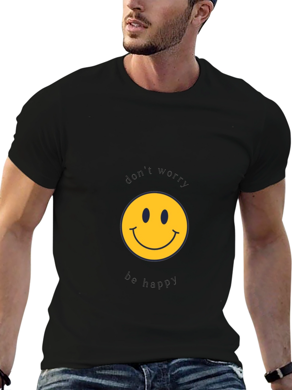 Dont Worry Be Happy Black T-Shirt