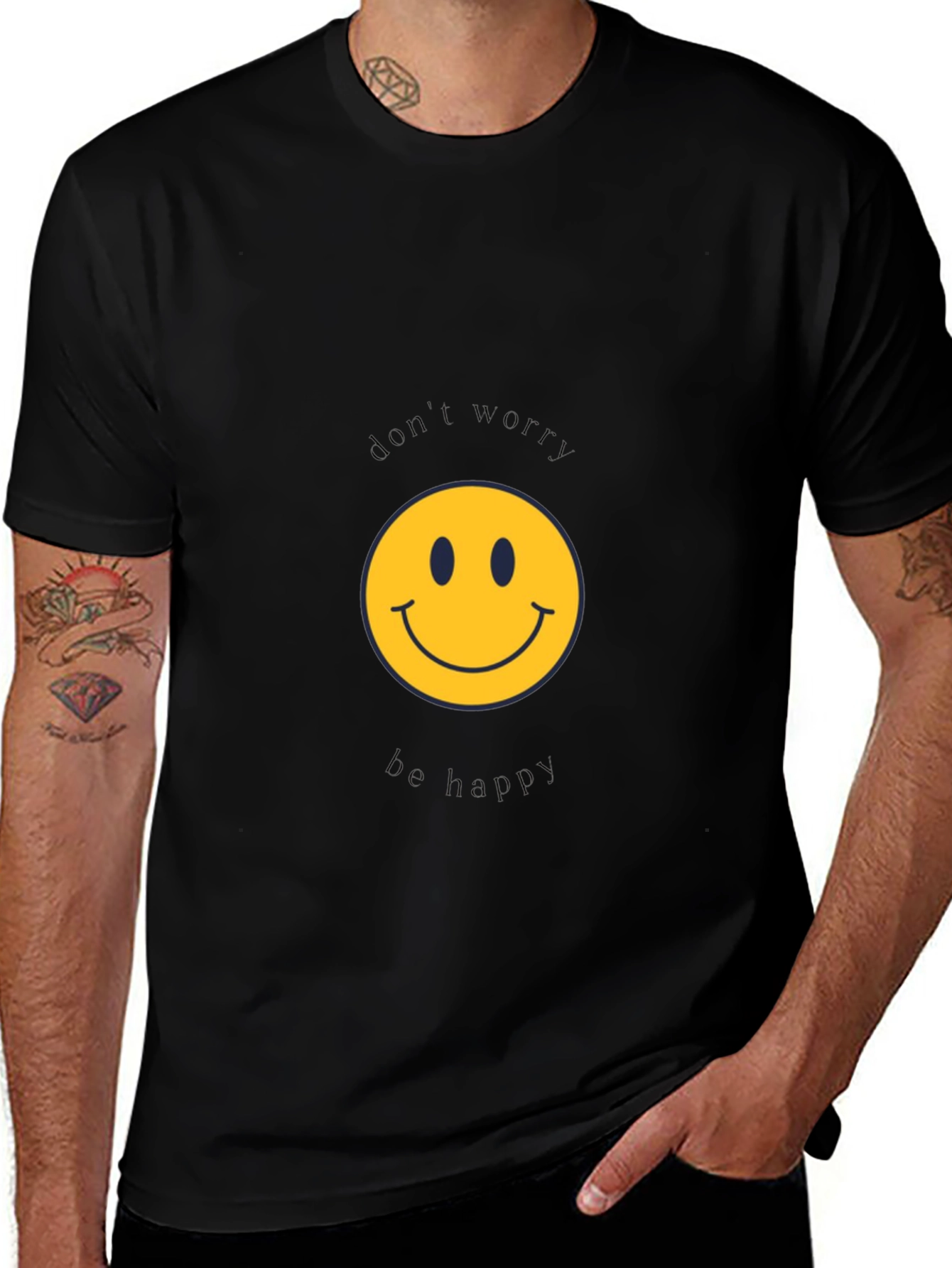 Dont Worry Be Happy Black T-Shirt