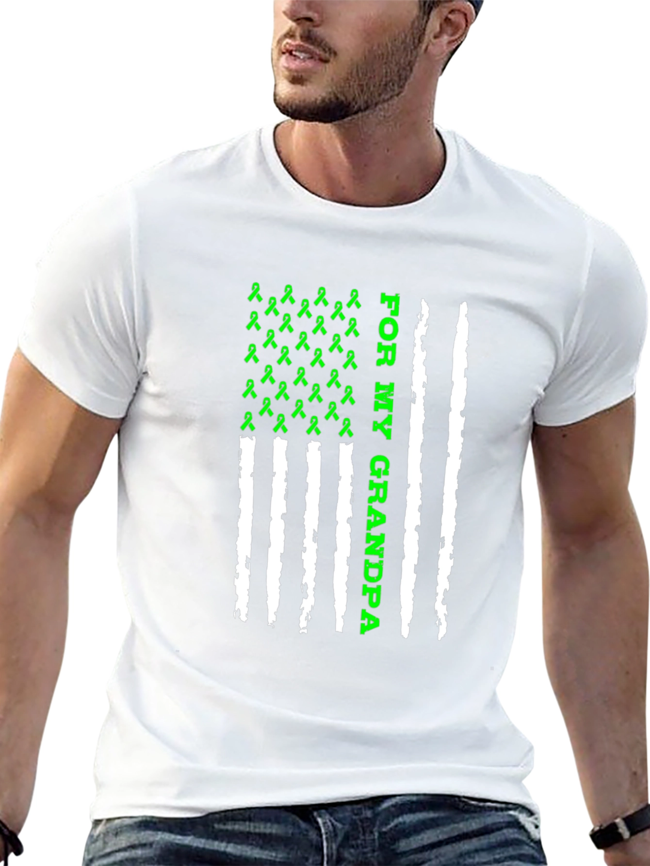 For My Grandpa Awareness Ribbon Graphic Tee