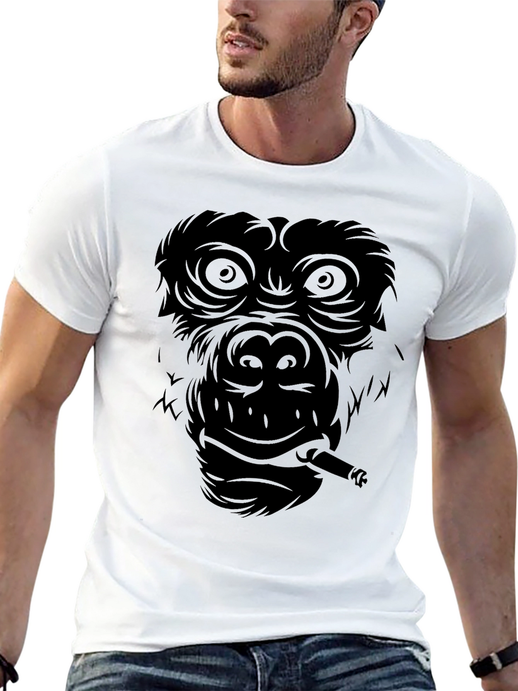 Smoking Gorilla Graphic Tee - Cool Black T-Shirt