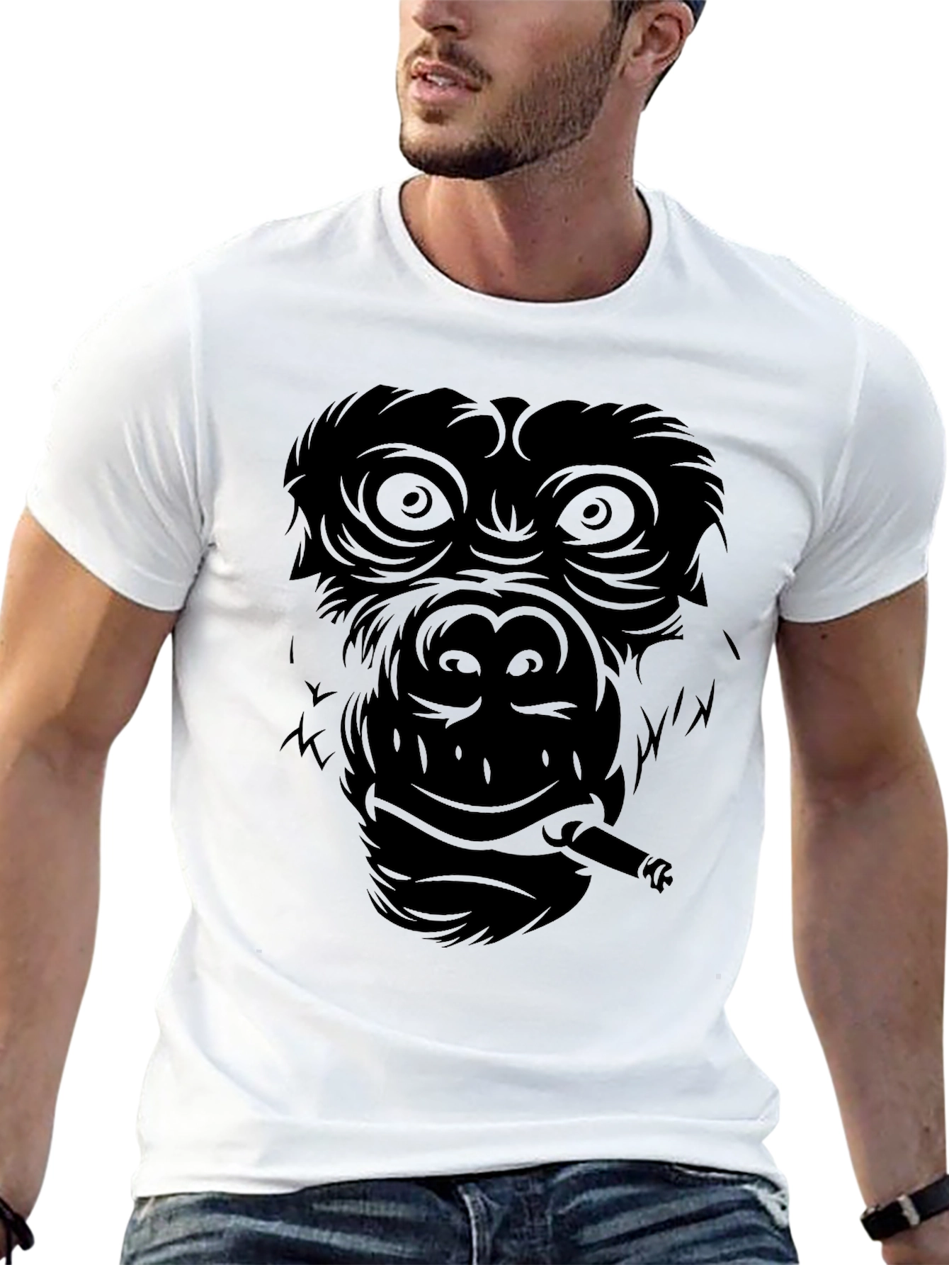 Smoking Gorilla Graphic Tee - Cool Black T-Shirt