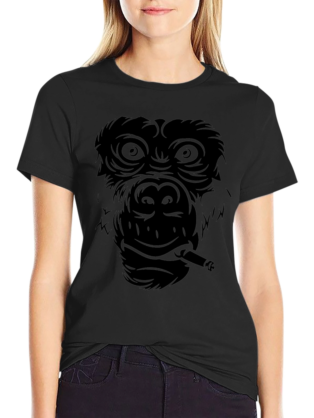 Smoking Gorilla Graphic Tee - Cool Black T-Shirt
