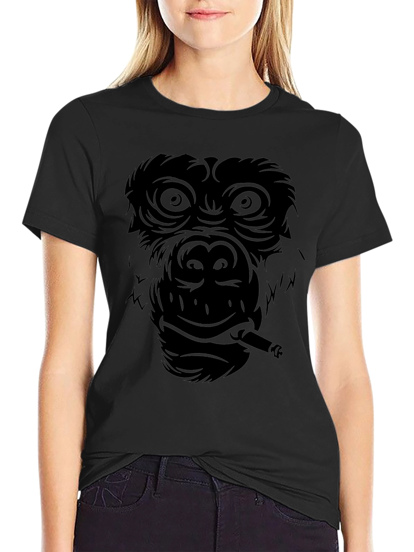 Smoking Gorilla Graphic Tee - Cool Black T-Shirt