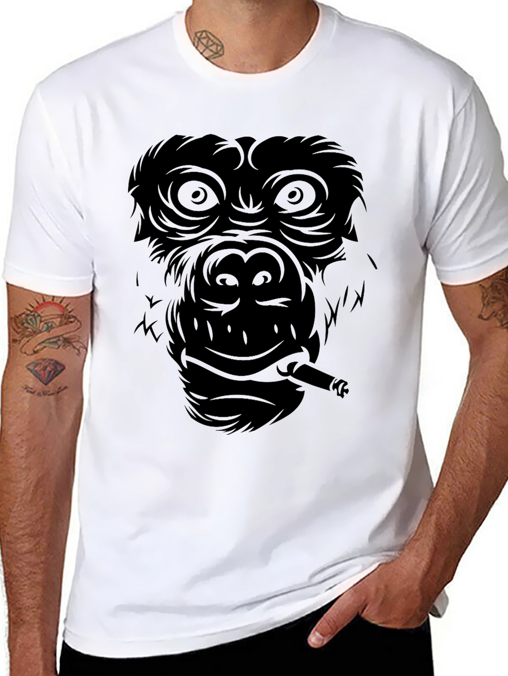 Smoking Gorilla Graphic Tee - Cool Black T-Shirt