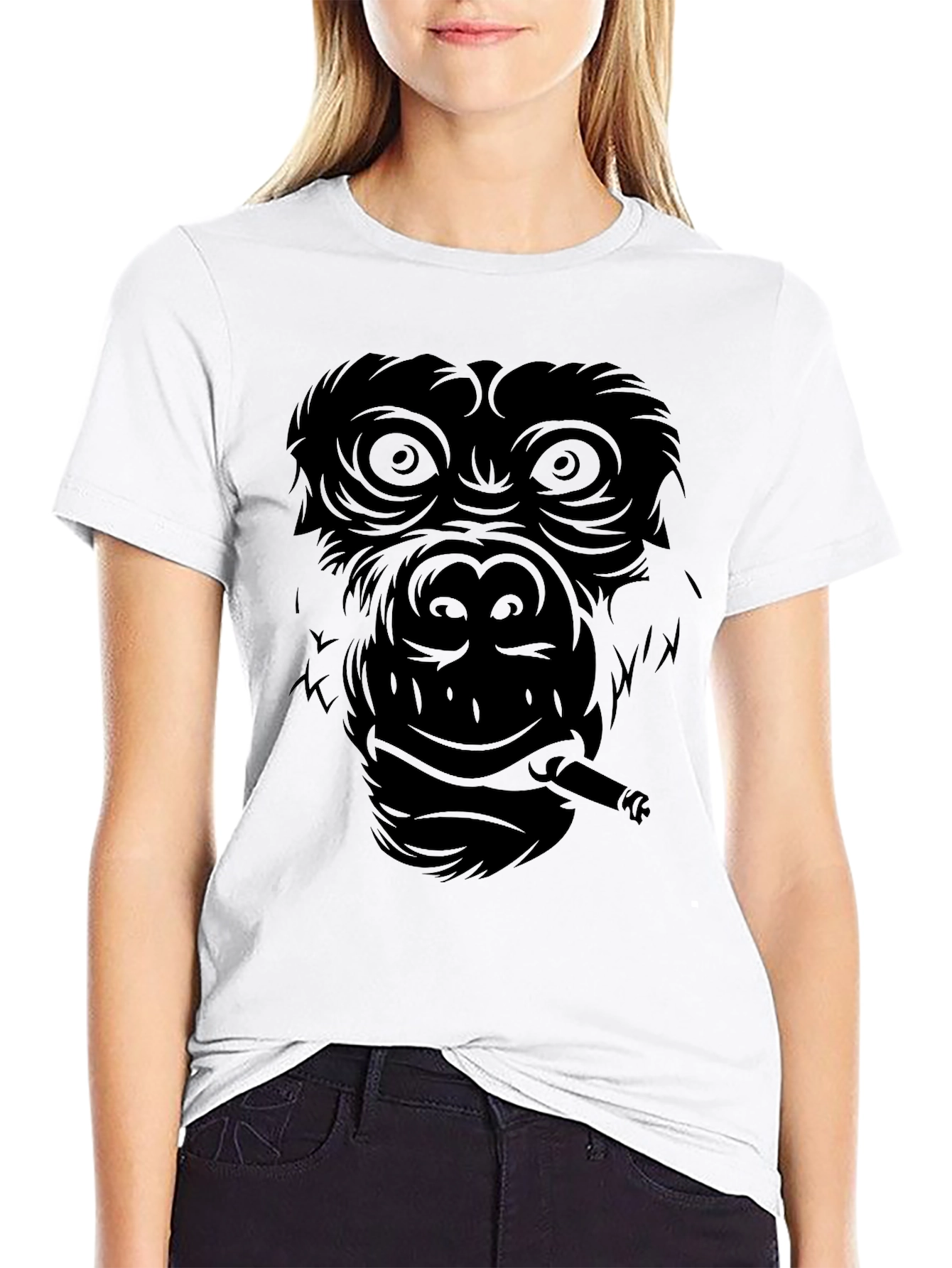 Smoking Gorilla Graphic Tee - Cool Black T-Shirt