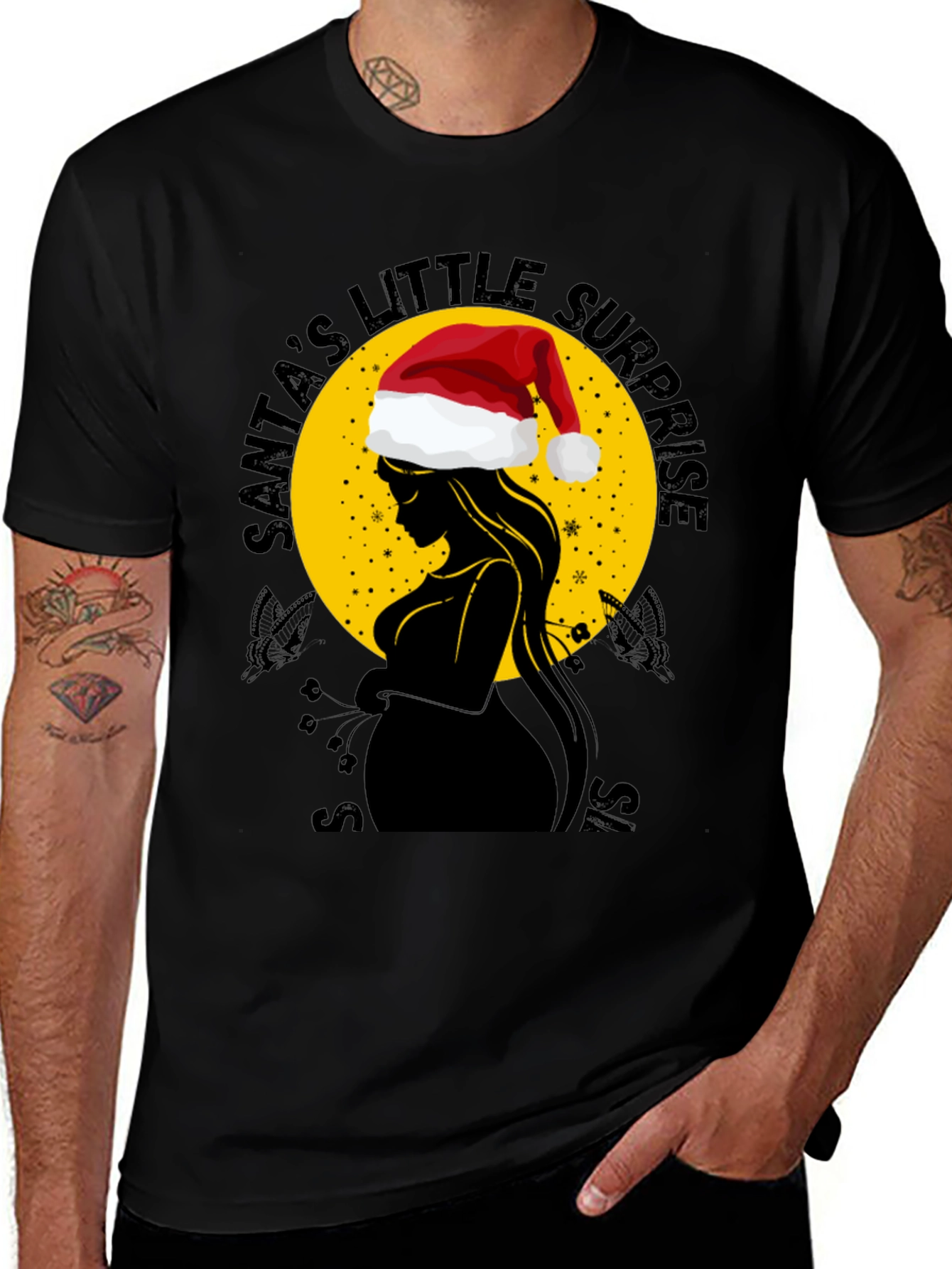 Santas Little Surprise Pregnancy T-Shirt