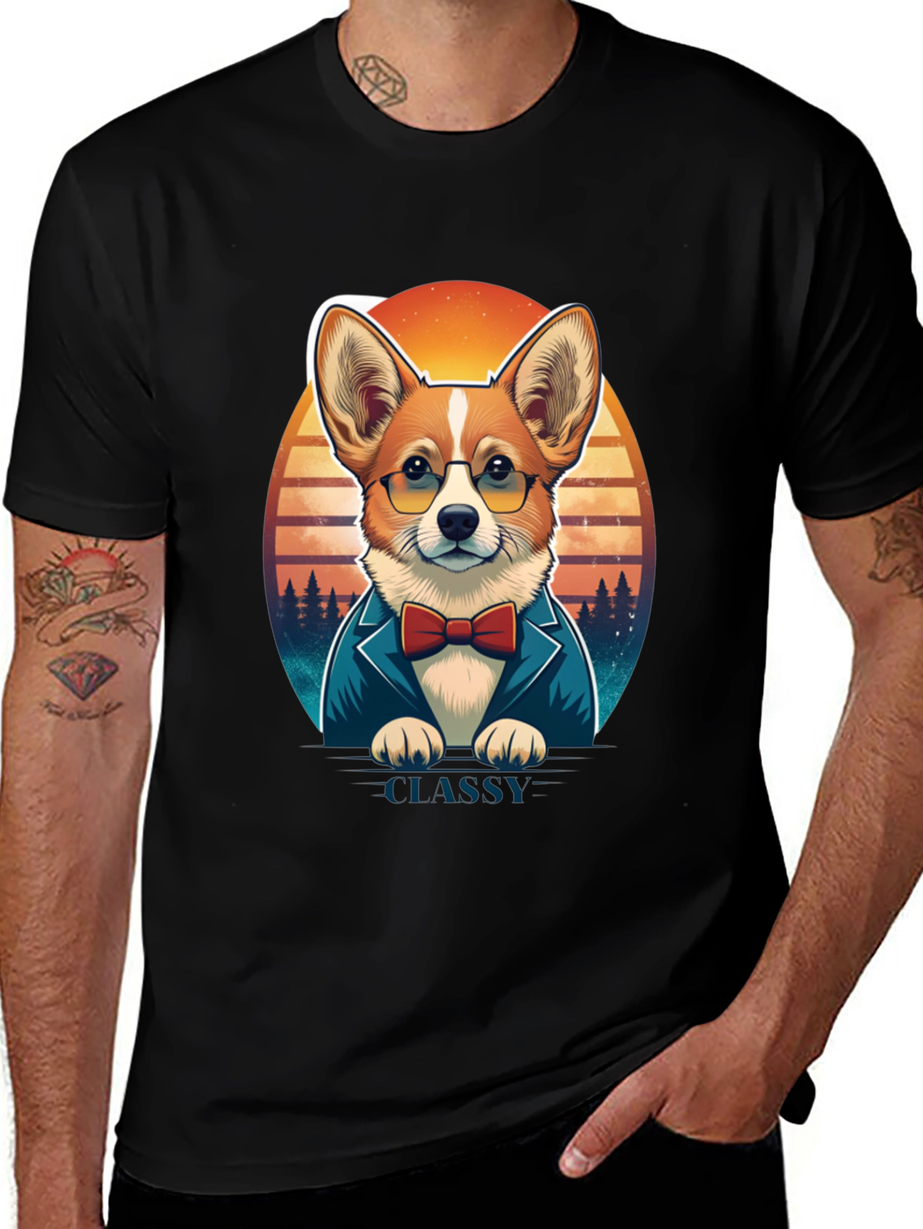 Classy Corgi T-Shirt: Gentleman Dog Design