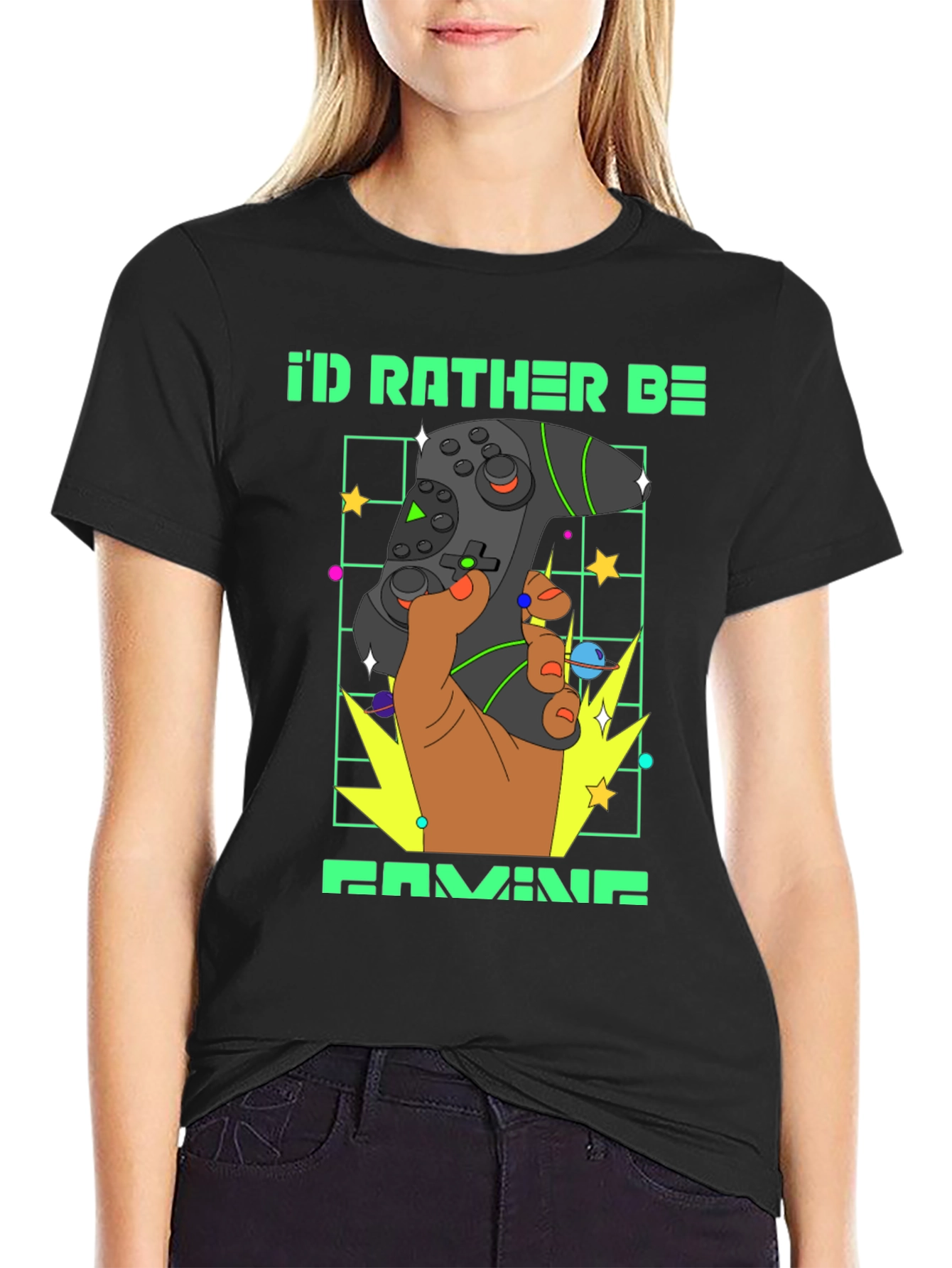 Gamer T-Shirt - Id Rather Be Gaming - Controller Graphic Tee
