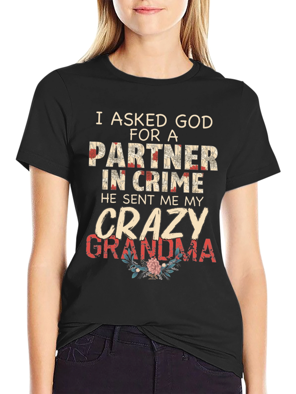 Crazy Grandma Partner in Crime Graphic T-Shirt