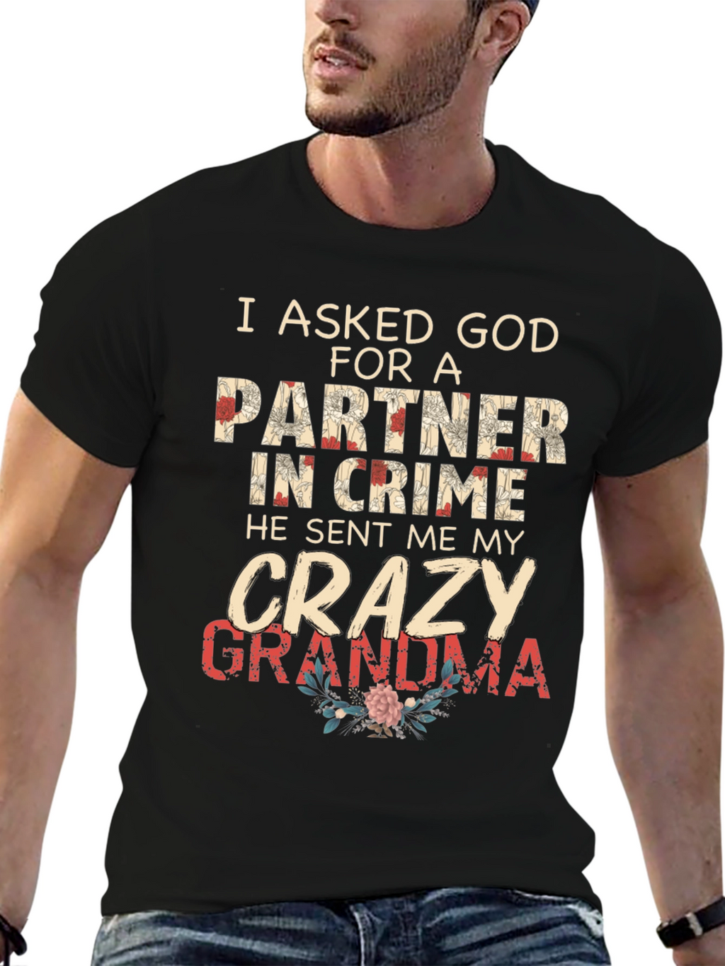Crazy Grandma Partner in Crime Graphic T-Shirt
