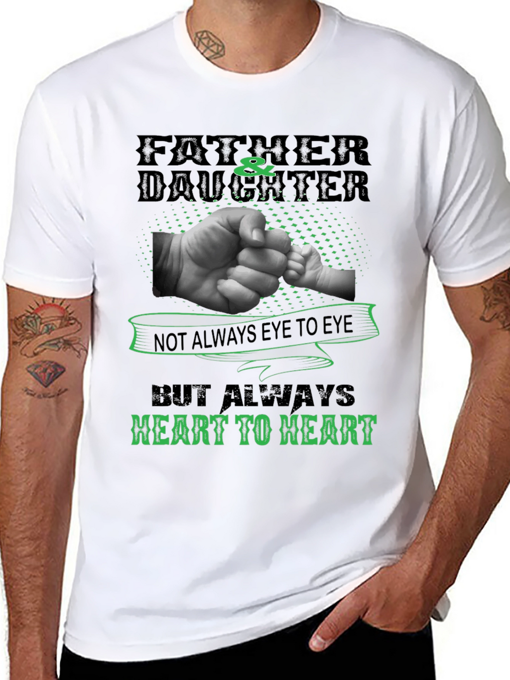 Father & Daughter Heart to Heart Black T-Shirt