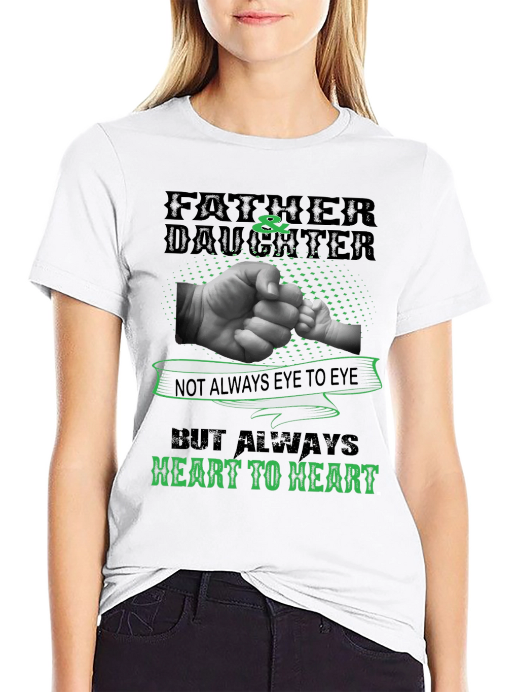 Father & Daughter Heart to Heart Black T-Shirt