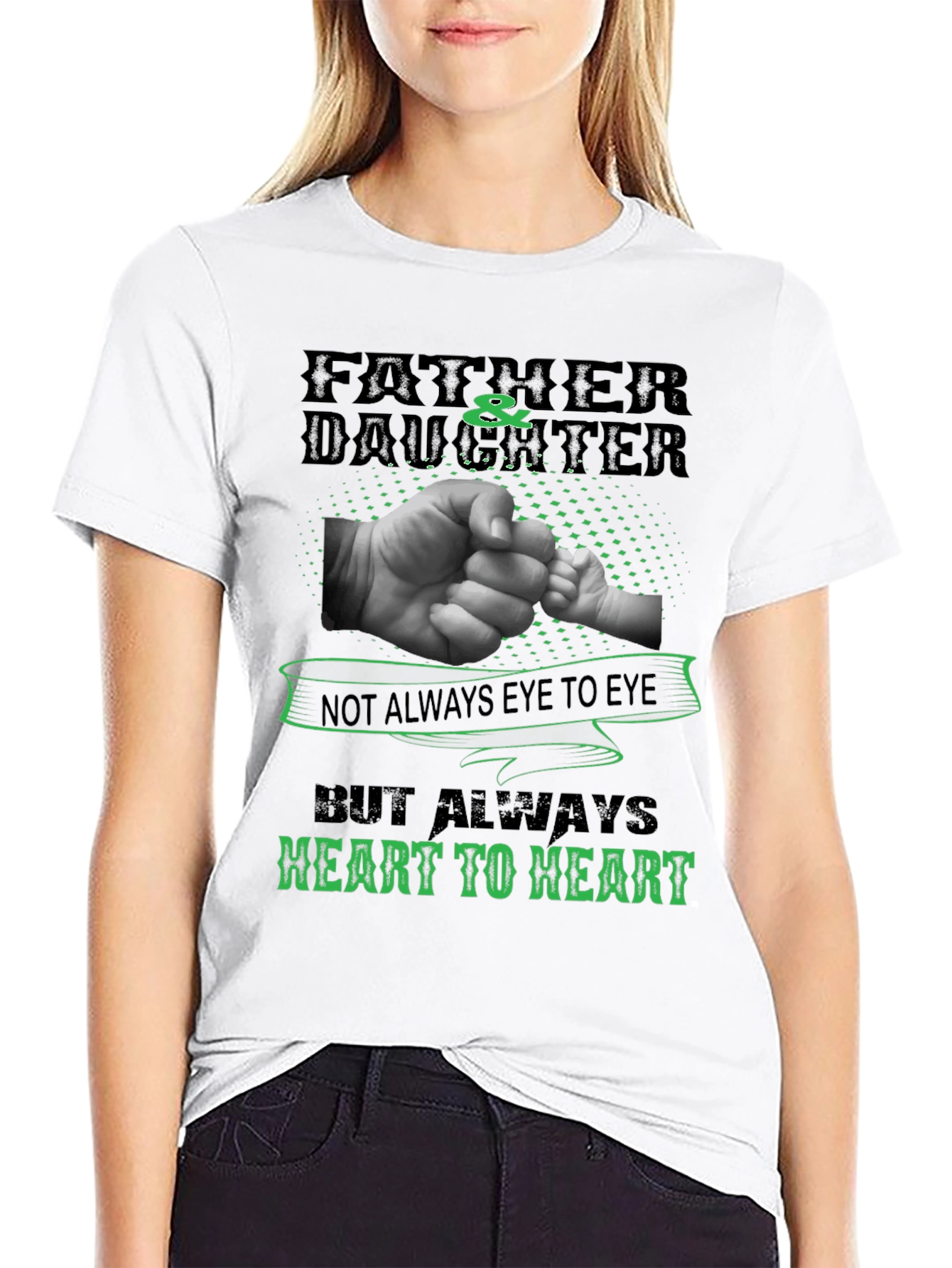 Father & Daughter Heart to Heart Black T-Shirt