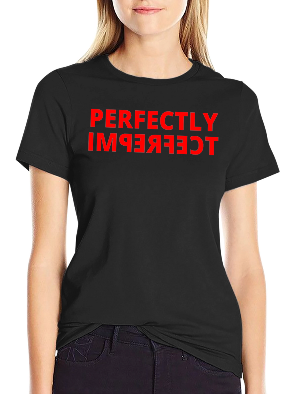 Perfectly Imperfect Red Graphic Black T-Shirt