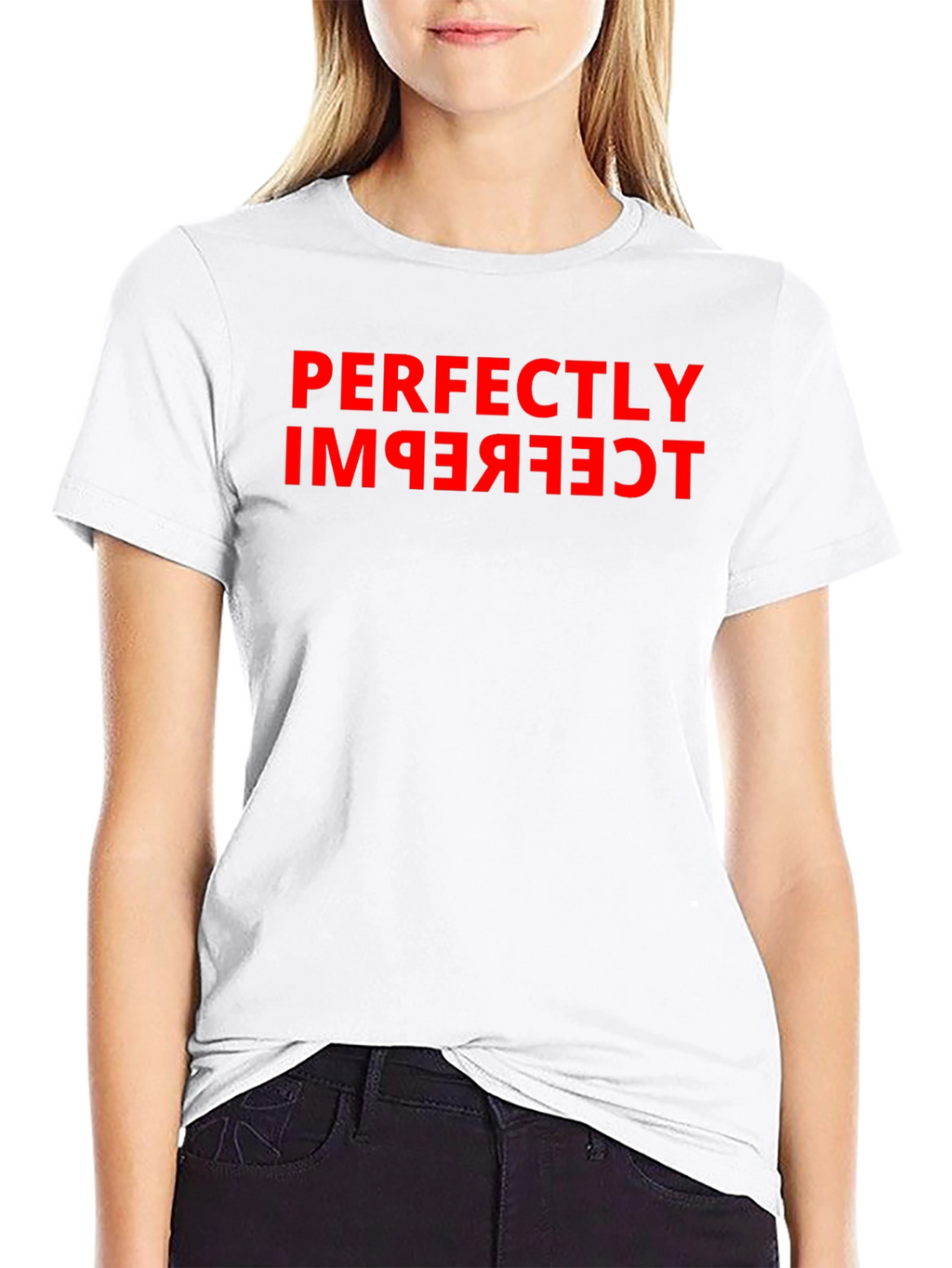 Perfectly Imperfect Red Graphic Black T-Shirt