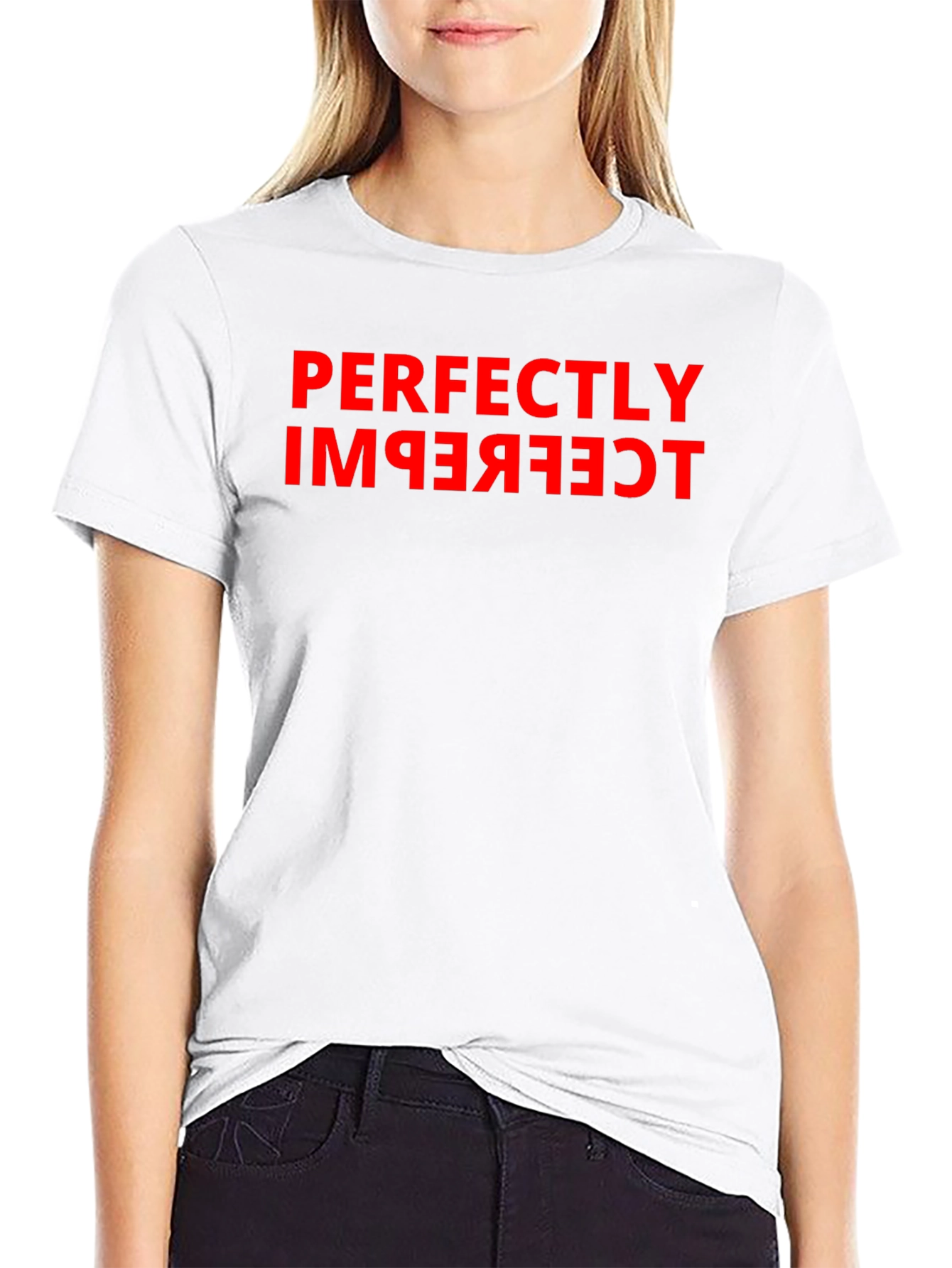 Perfectly Imperfect Red Graphic Black T-Shirt