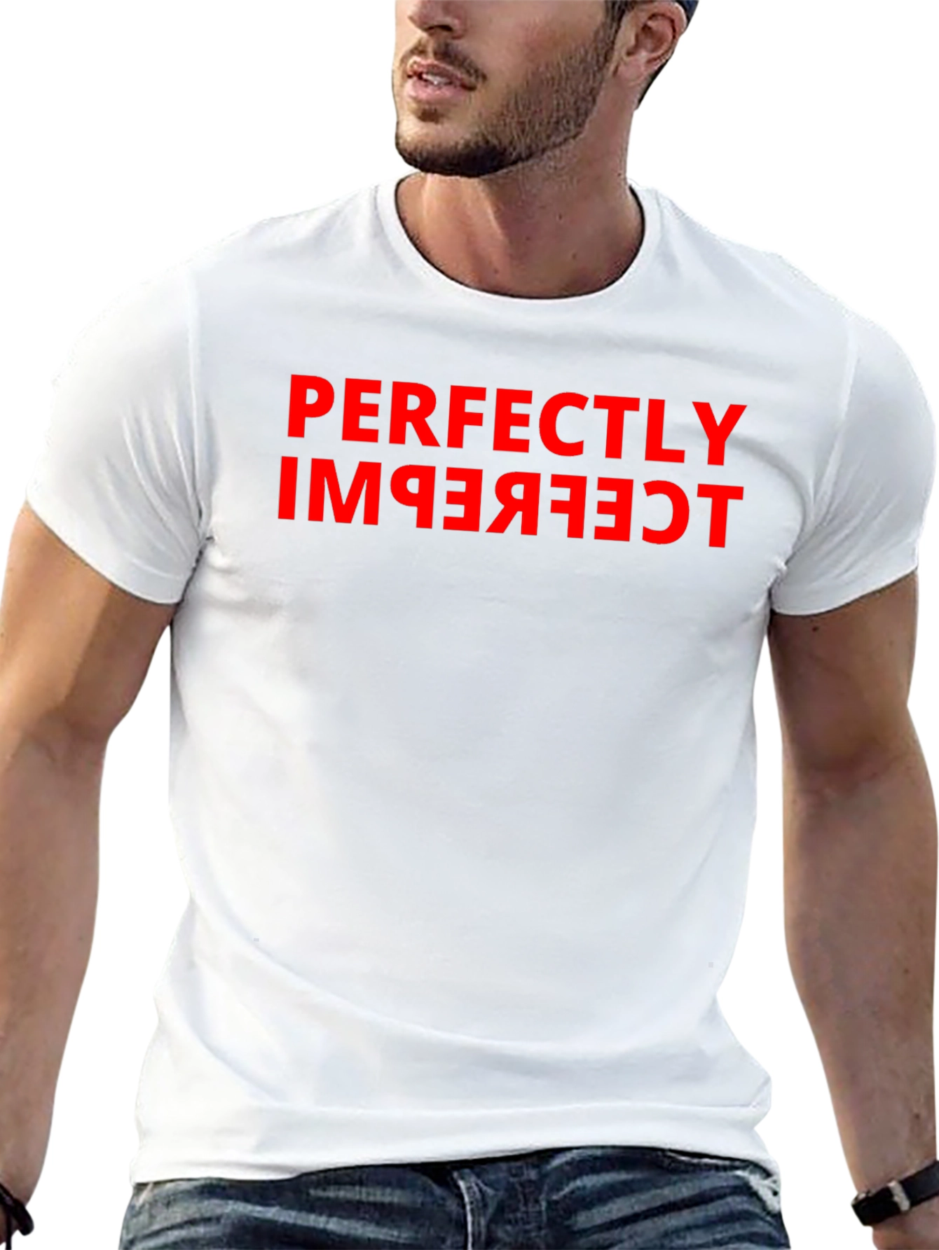 Perfectly Imperfect Red Graphic Black T-Shirt