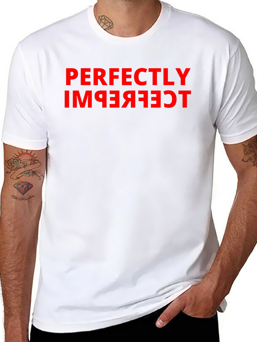 Perfectly Imperfect Red Graphic Black T-Shirt