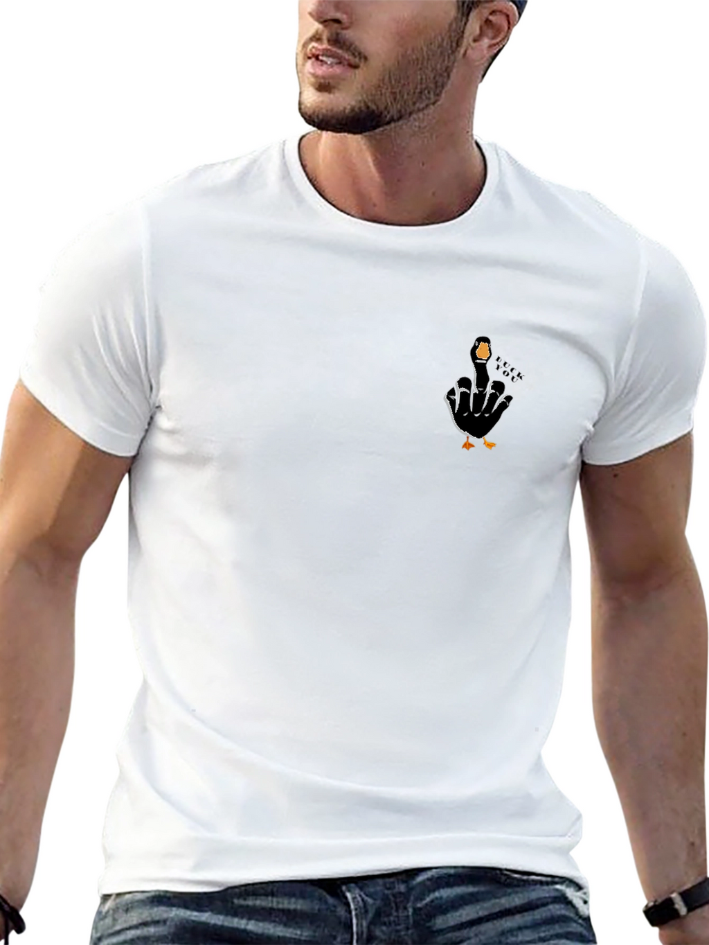 Funny Goose Middle Finger T-Shirt - Black